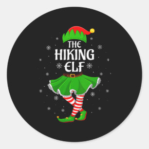 Womens Hiking Elf Christmas Family Girls Women Elf Classic Round Sticker
