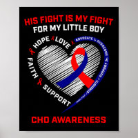 Womens His Fight Little Boy Son Chd Awareness Hear