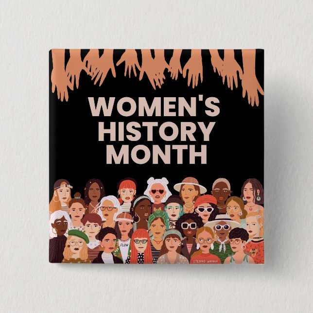 Women's History Month 2 Inch Square Button (Front)
