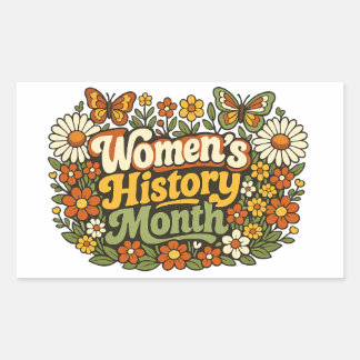 Women's History Month Retro 70s Floral Groovy Typo Sticker