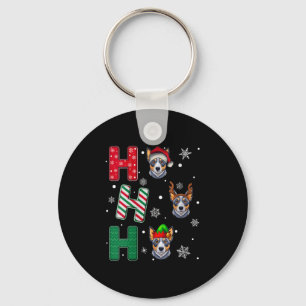 Womens Ho Ho Ho Blue Heeler Dog Matching Christmas Keychain