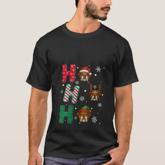 Womens Ho Ho Ho Bulldog Dog Lover Matching Christm T-Shirt