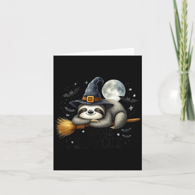 Women's hocus slowcus funny halloween sloth witch  card (Front)