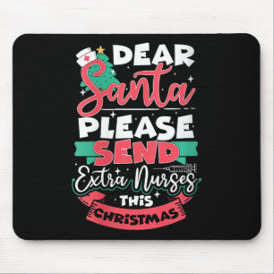 Womens Holiday Nursing Healthcare Worker Funny Chr Mouse Pad
