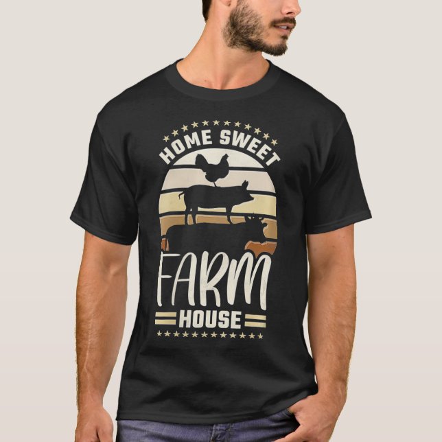 Womens Home Sweet Farm House, Farm Animal VNeck  T-Shirt (Front)