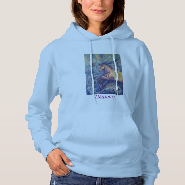 Women's hooded sweatshirt with a fine art print (Front)