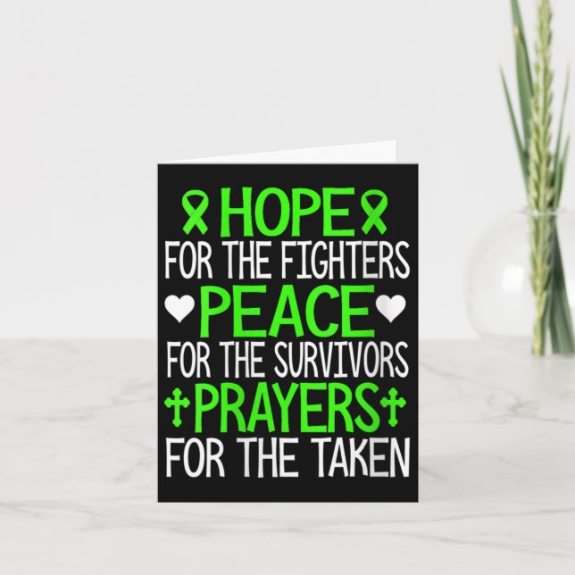 Womens Hope Peace And Prayers Green Ribbon Mental  Card (Front)