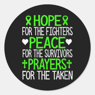Womens Hope Peace And Prayers Green Ribbon Mental Classic Round Sticker