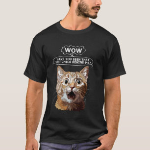 Womens Hot Chick Wow Funny Cat Mom Girl T-Shirt