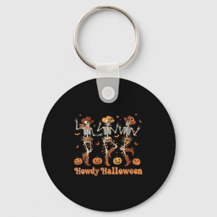 Womens Howdy Halloween Cowboy Cowgirl Skeleton Dan Keychain