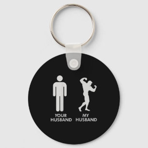 Womens husband husband gym bodybuilding funny tee keychain