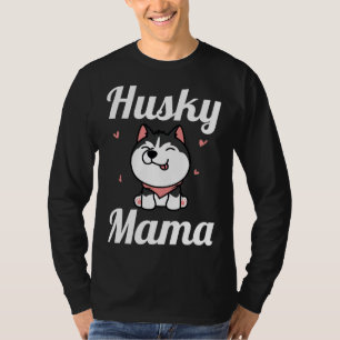 Womens Husky Mama Cute Siberian Husky Mom  Dog  Pu T-Shirt