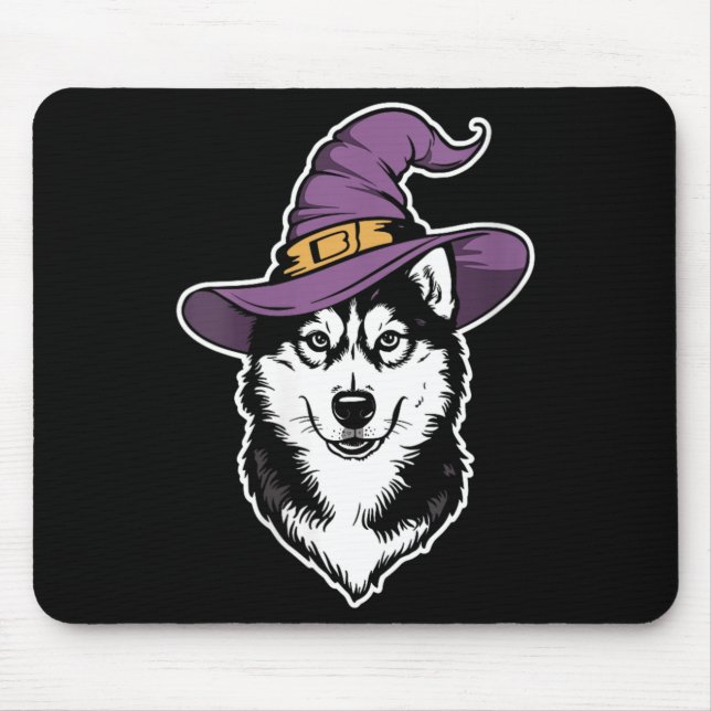 Womens Husky Witch Dog Halloween Mouse Pad (Front)
