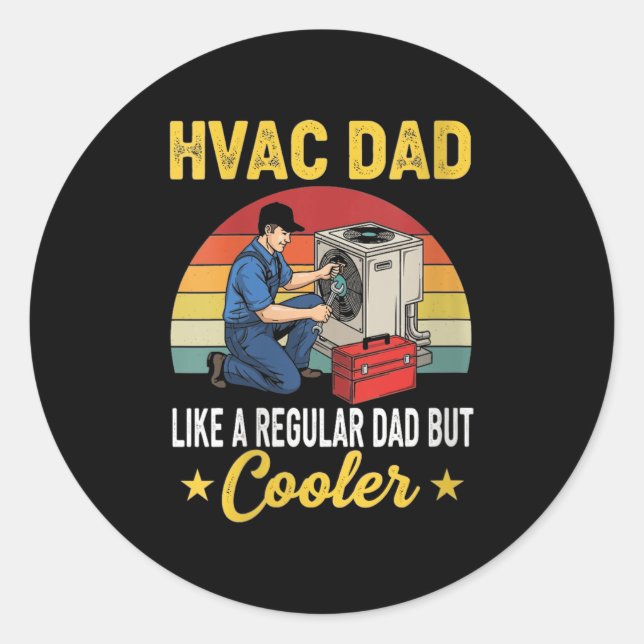 Womens Hvac Dad But Cooler Mens Funny Hvac Technic Classic Round Sticker (Front)