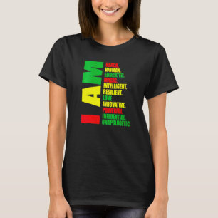 Womens I Am Black Woman Educated Melanin Black His T-Shirt