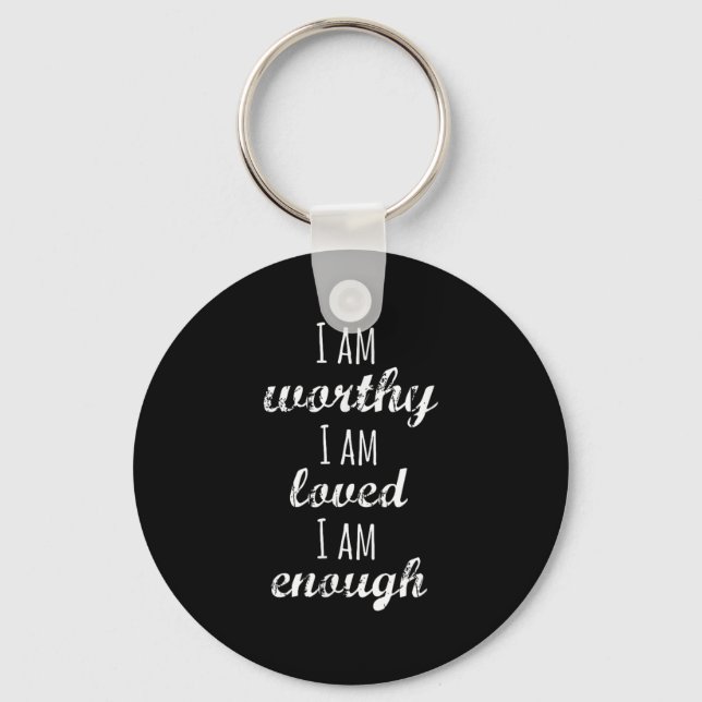 Women's I Am Worthy Motivational Christian  Keychain (Front)