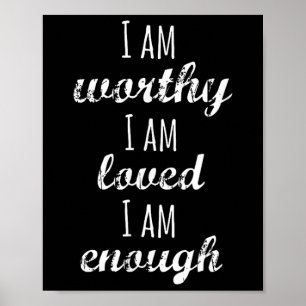 Women's I Am Worthy Motivational Christian  Poster