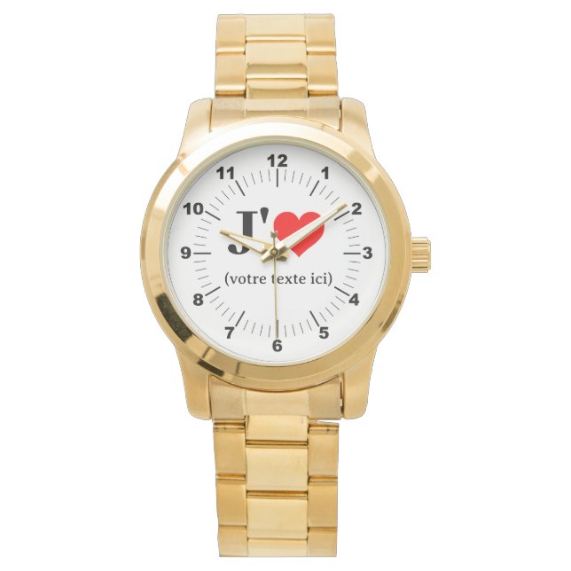 Women's I Heart Oversized Gold Bracelet Watch (Front)