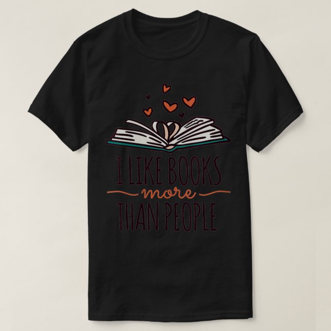 Womens I Like Books More Than People VNeck  T-Shirt (Design Front)
