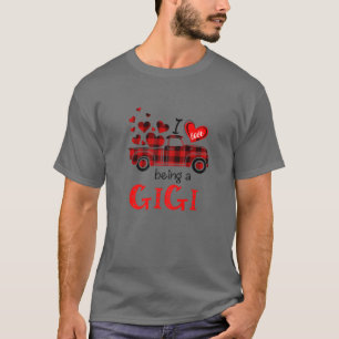 Womens I Love Being Gigi Red Plaid Mother's Day T-Shirt