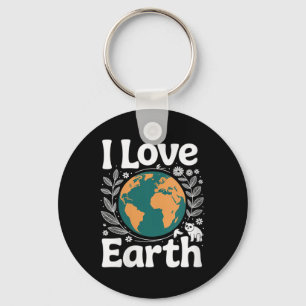 Womens I Love Earth Nature Conservation Planet Awa Keychain