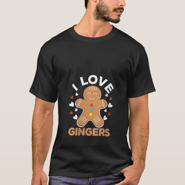 Womens I Love Gingers Pastries Candy Cane Cookie G T-Shirt (Front)