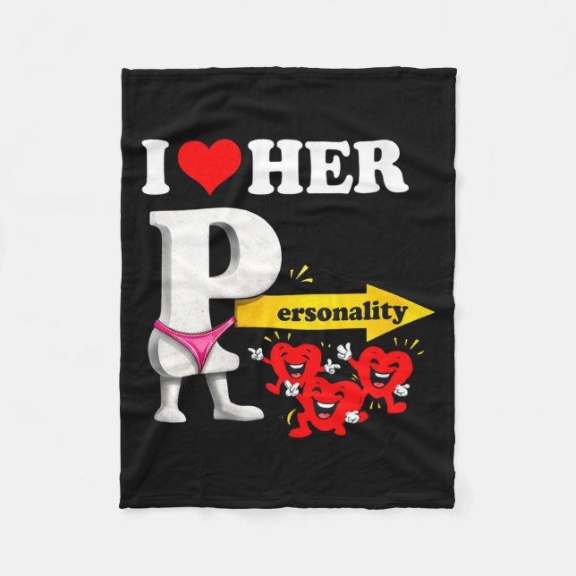 Women's I Love Her Ity Funny Valentine's Day Coupl Fleece Blanket (Front)