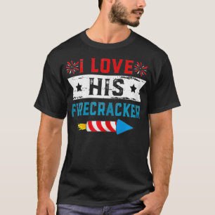 Womens I Love His Firecracker Funny Matching Coupl T-Shirt