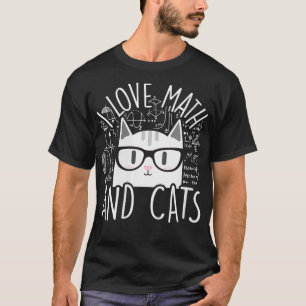 Womens I Love Math And Cats Cool Kitty Feline Cat  T-Shirt
