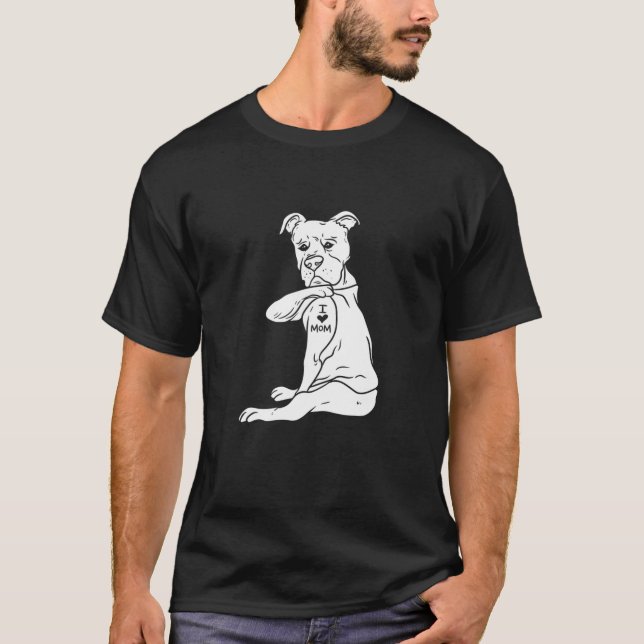 Womens I Love Mom Pitbull Love Pit Bull Dog Owner T-Shirt (Front)