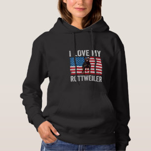 Womens I Love My Rottweiler Rottie Dad Mom America Hoodie