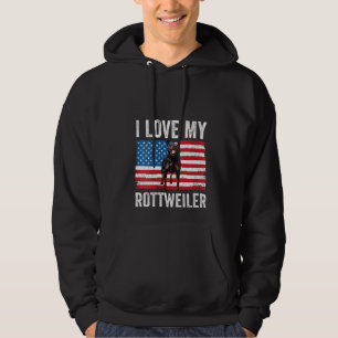 Womens I Love My Rottweiler Rottie Dad Mom America Hoodie