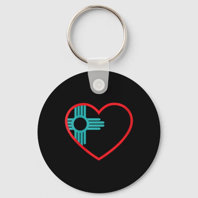 Womens I Love New Mexico Heart Zia Symbol New Mexi Keychain (Front)