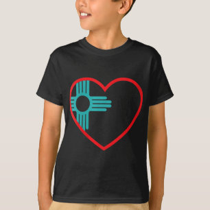 Womens I Love New Mexico Heart Zia Symbol New Mexi T-Shirt