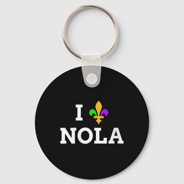 Womens I Love New Orleans Fleur De Lis Heart Souve Keychain (Front)