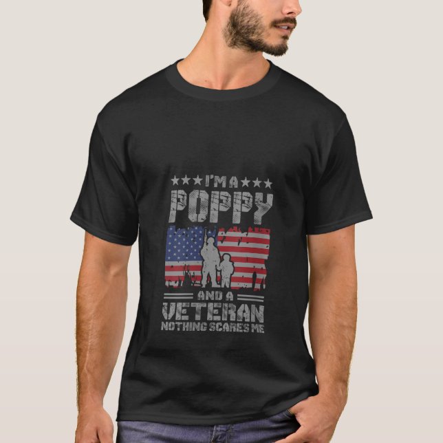 Womens I m a Poppy and a Veteran Nothing Scares Me T-Shirt (Front)