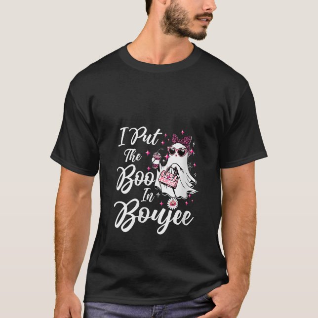Womens I Put The Boo in Boujee Ghost Funny Pink Le T-Shirt (Front)