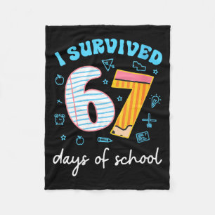 Womens I Survived 67 Days Of School Funny Meme Tea Fleece Blanket