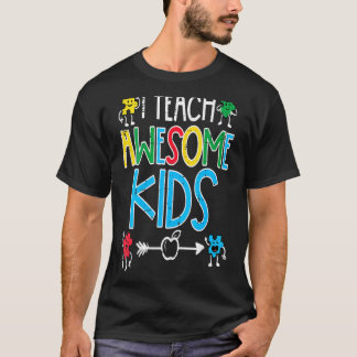 Womens I Teach Awesome Kids Autism Awareness Sped T-Shirt