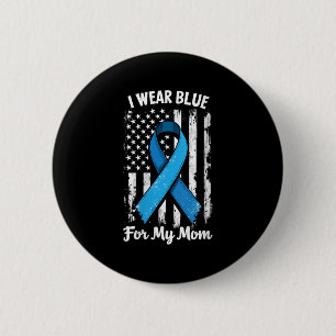 Womens I Wear Blue For My Mom Diabetes Awareness M 2 Inch Round Button