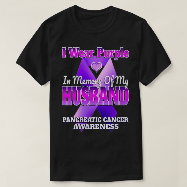 Womens I Wear Purple In Memory Of My Husband Pancr T-Shirt (Design Front)