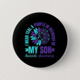 Womens I Wear Teal Purple In Memory Of My Son Suic 2 Inch Round Button