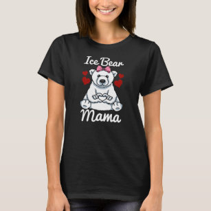 Womens Ice Bear Mama Finger Heart Ice Bear Animal T-Shirt
