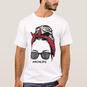 Womens Ice Hockey Bandana Sunglasses Mom Life Moth T-Shirt