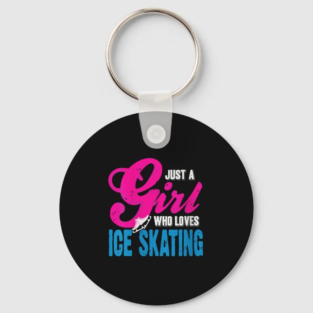 Womens Ice Skating Girl Who Glides With Grace And  Keychain (Front)