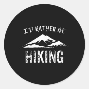 Womens I'd Rather Be Hiking V-neck Classic Round Sticker