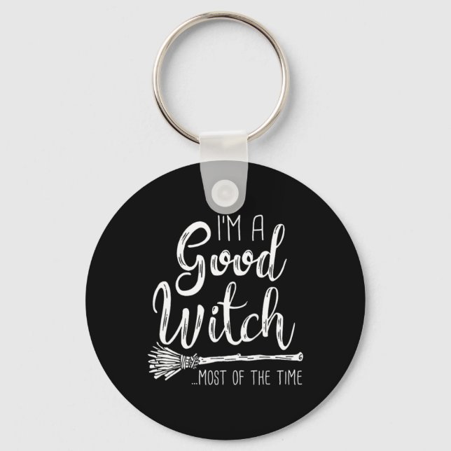 Womens Im A Good Witch Funny Halloween Keychain (Front)