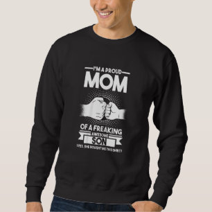 Womens I'm A Proud Mom Of Son Mother Sweatshirt
