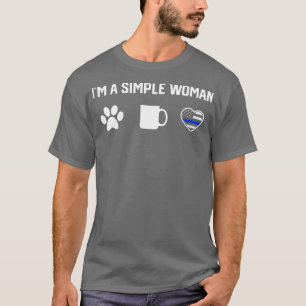 Womens I'm a simple woman love dog coffee heart bl T-Shirt