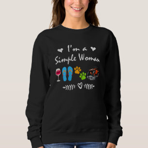 Womens I'm A Simple Woman Love Wine Flip Flops Dog Sweatshirt